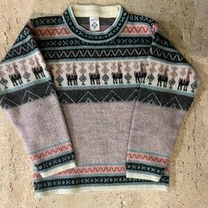 Andino Artesanias Alpaca Wool Sweater Pullover Soft Pink Grey Girl’s Size 8